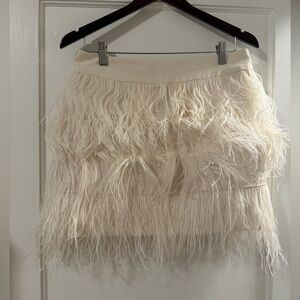 Elegant Off-White Feathered Skirt